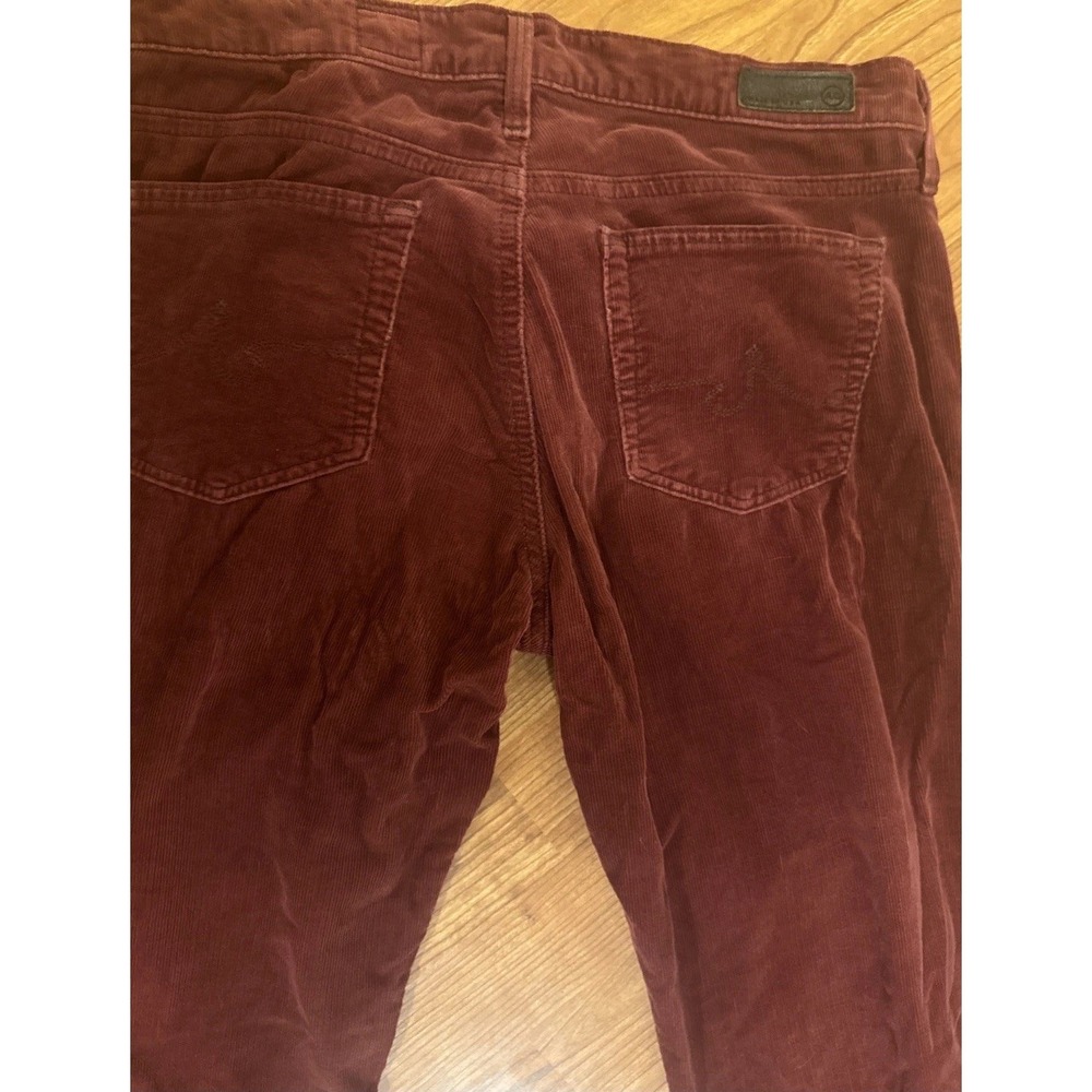 AG Adriano Goldschmied Stevie Corduroy Pants Women's 27R Slim Straight Burgundy - Picture 4 of 5